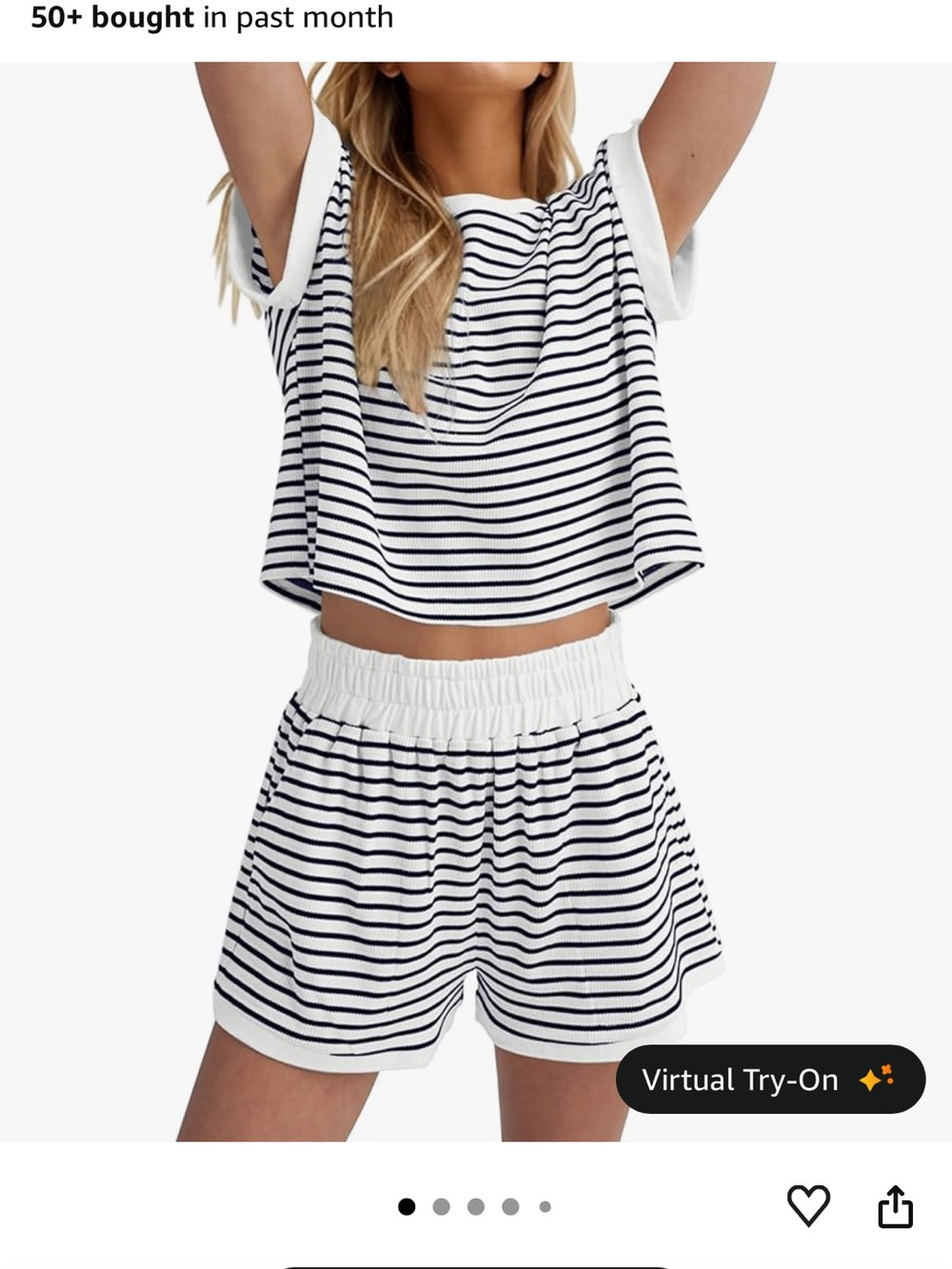 Amazon White and Black Striped Two-Piece Lounge Set - Picture 5 of 6